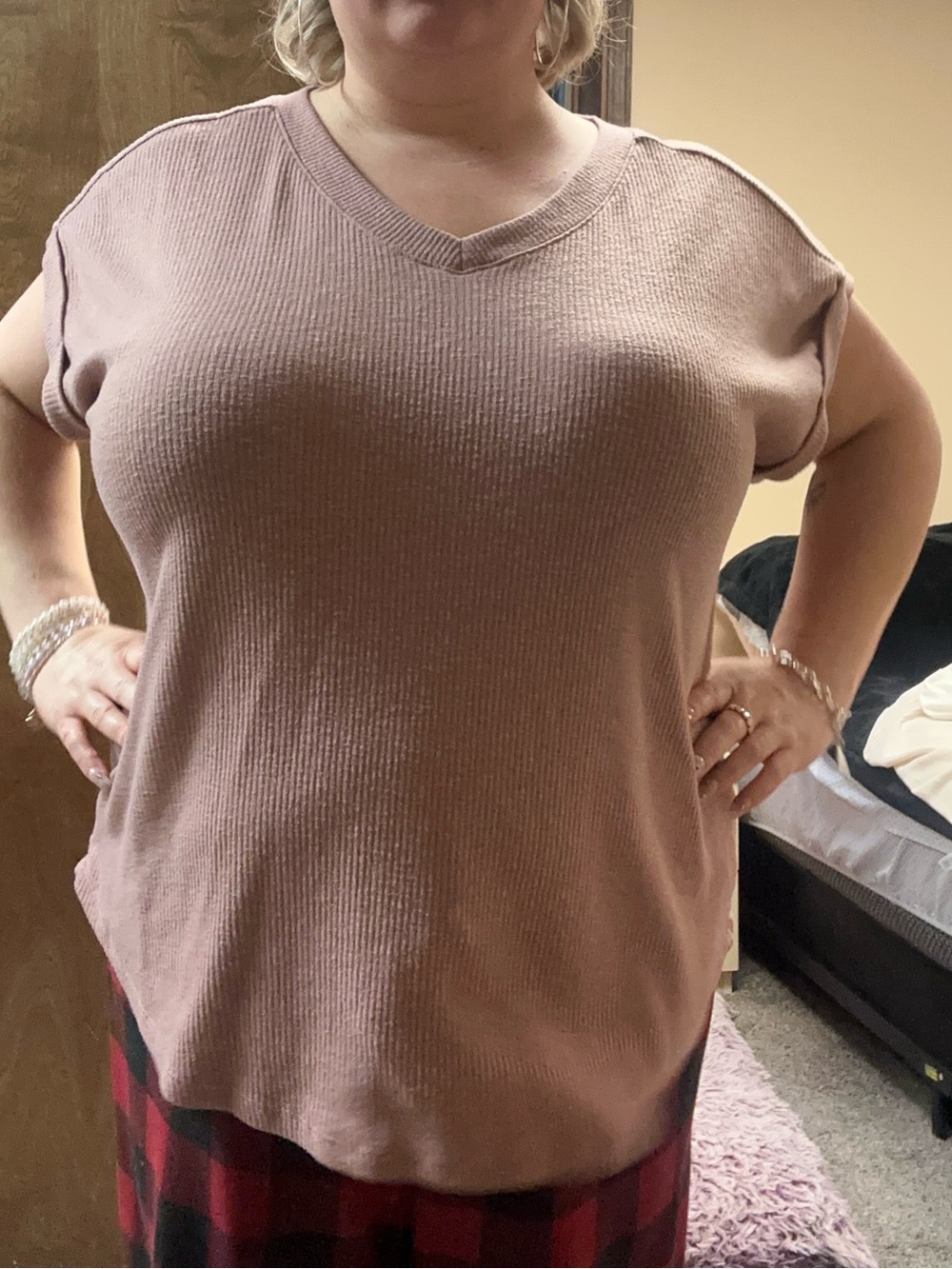 Maurices Ribbed V-Neck Sleeveless Knit Tank - Dusty Mauve